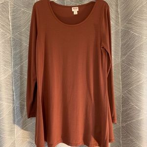 Burnt orange long sleeve fall shift dress